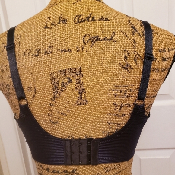 Whimsy Sheer Black Lace Bra 36DDD Sexy Valentine Lingerie Rhinestone Detail EUC - Picture 3 of 7